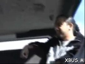 Hardcore scene in a gang bang bus